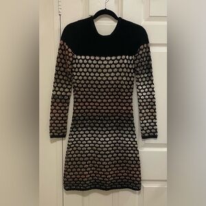 Gorgeous Vertigo Knit Dress. Ombré effect colours. Keyhole back & pom poms!
